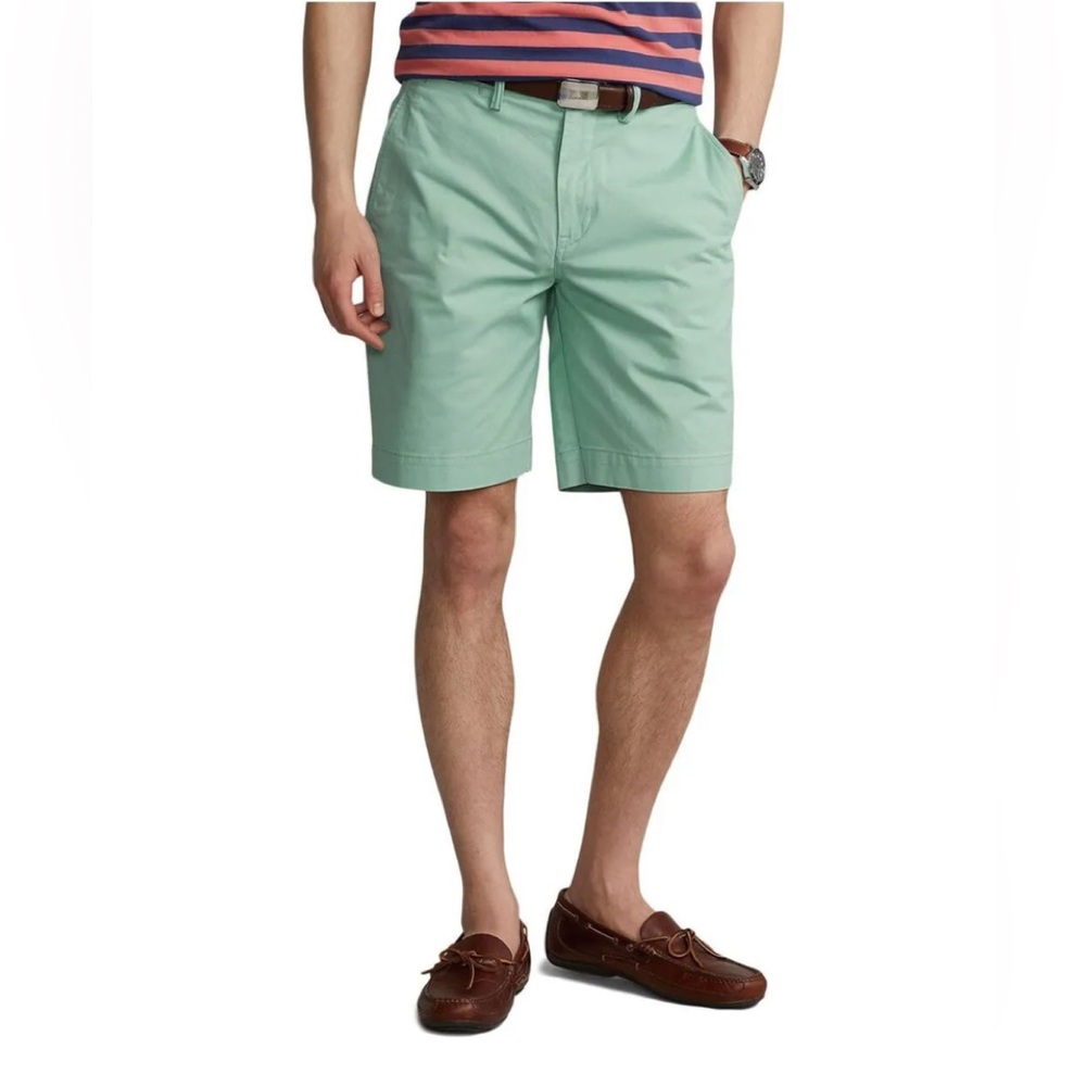 NWT Polo Ralph Lauren Mens Stretch Classic Fit 9”Green Shorts Polo Logo Size 42